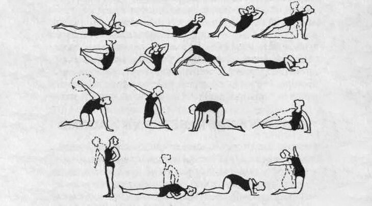 Exercise therapy complex that helps relieve muscle stiffness in thoracic osteochondrosis