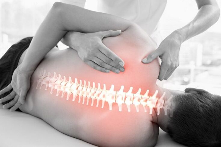 Manual therapy session for osteochondrosis of the thoracic spine